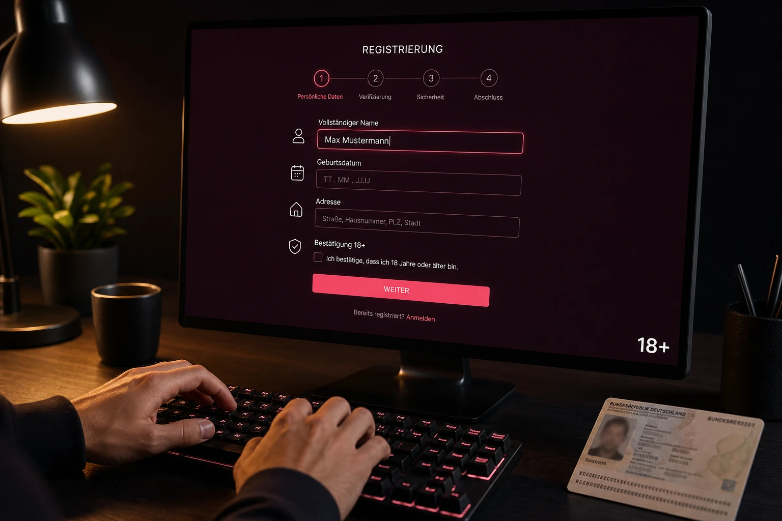 Registrierung vor dem ersten Login