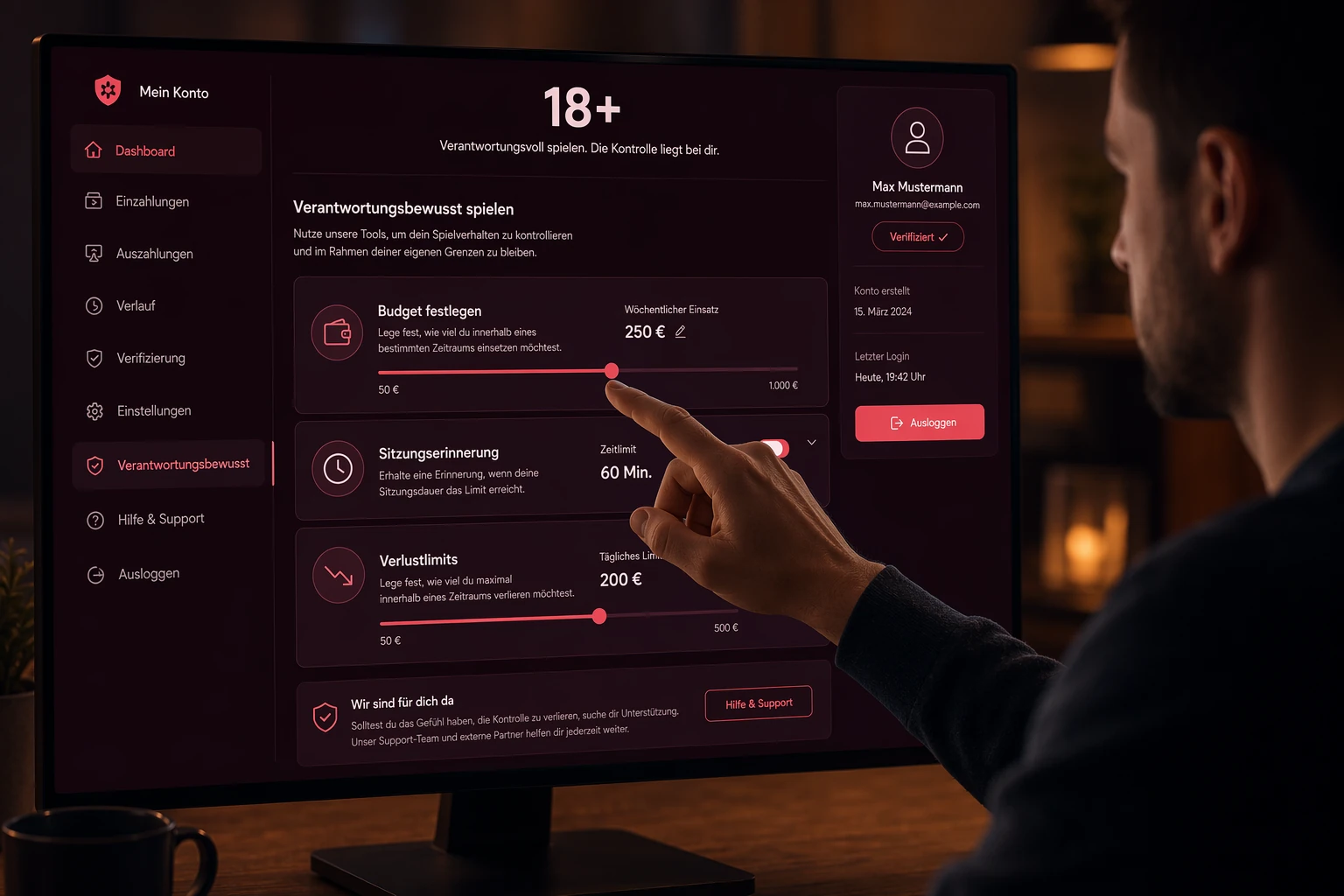 Verantwortungsvolles Spielen nach dem Login